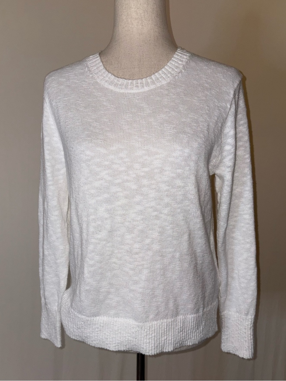 J Crew Lightweight Classic Crewneck White Women's Summer Sweater Size XS